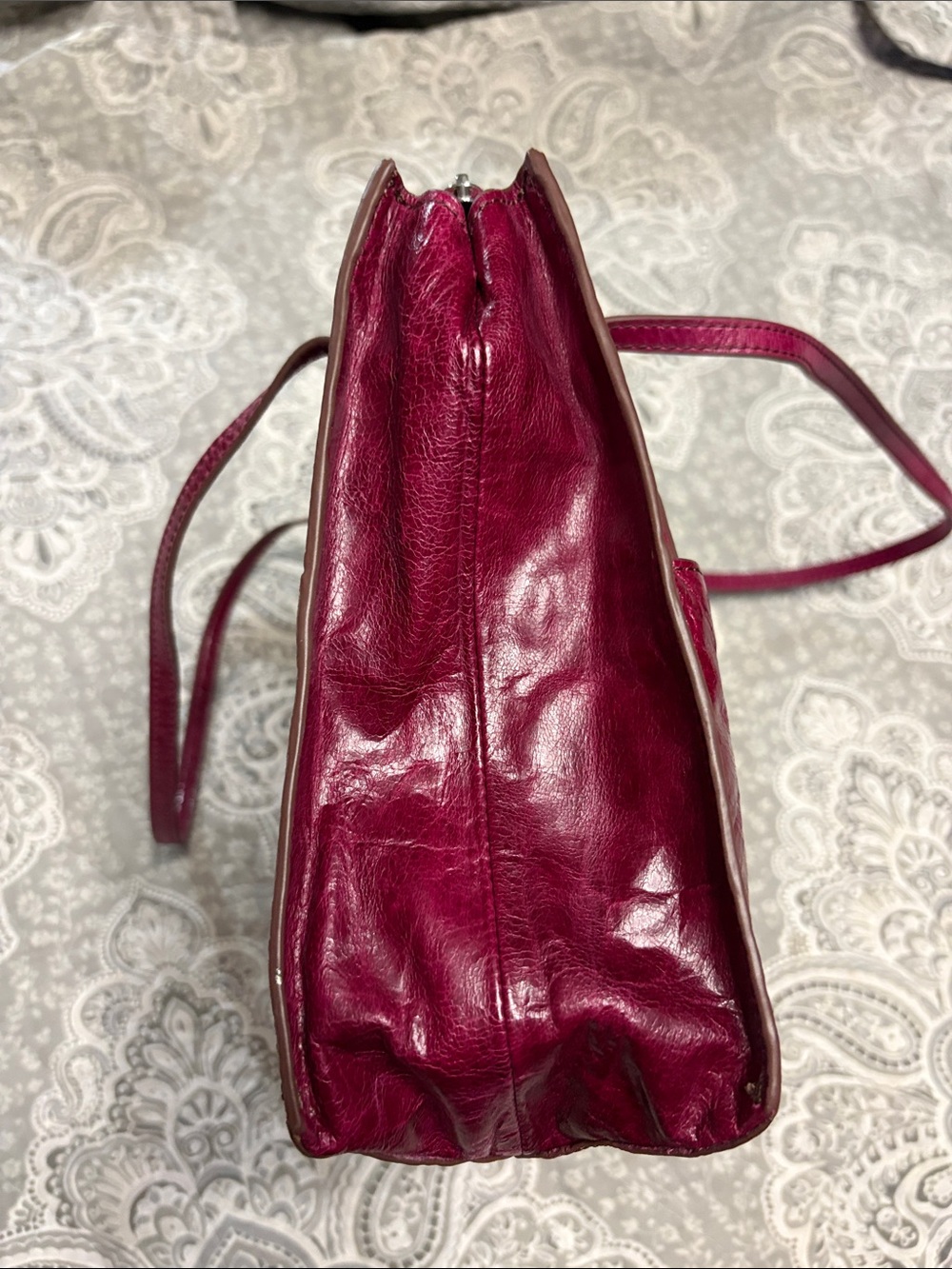 HOBO Leather Tote in Deep Raspberry - Picture 7 of 15